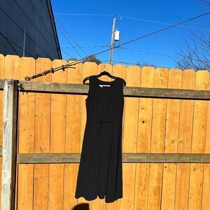 Vintage black wrap dress spring‎ summer date minimalist
